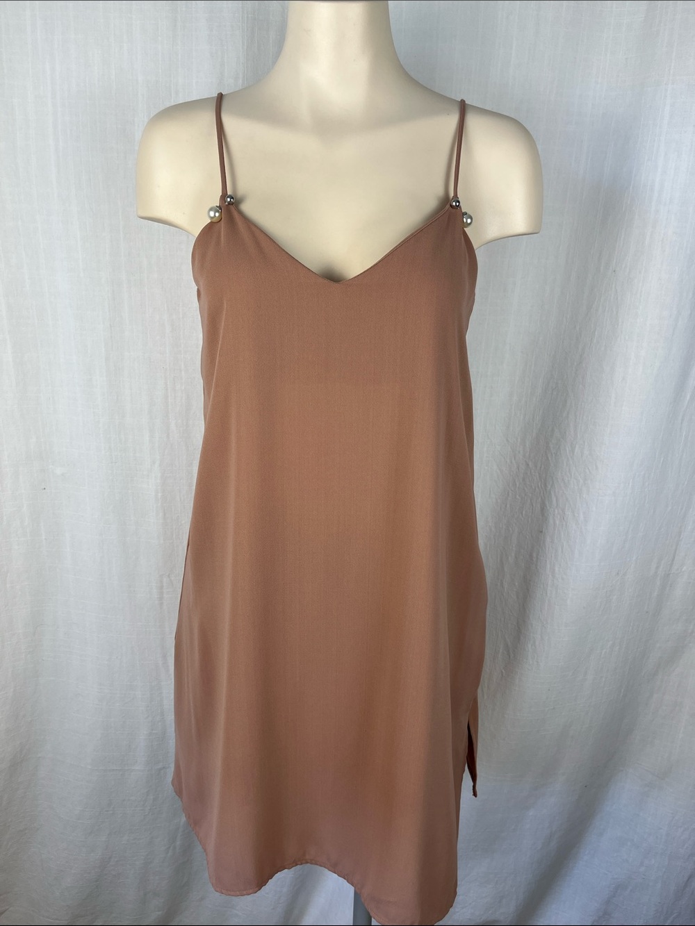 Zara Rust Mini Slip Dress with Bead Details